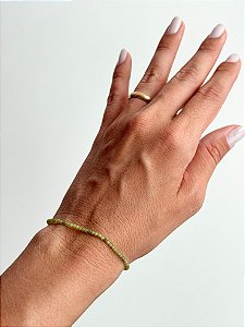 Pulseira Multifacetada 2mm de Peridoto - Transformação; Mudanças Drásticas; Destino; Libera Tensões