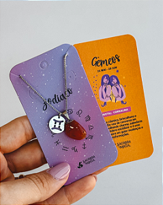 Colar dos Signos - Gêmeos - Cornalina