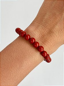 Pulseira de Jaspe Vermelho Redonda 8mm - Coragem, Atitude, Vitalidade e Saúde