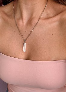 Corrente de Aço 45cm com Pingente de Selenita - Limpeza Energética; Paz de Espírito; Cansaço Mental e Dores