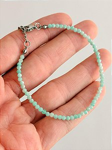Pulseira de Amazonita 2mm Multifacetada - Antiestresse, Adaptação a Mudanças, Melhora os Estudos