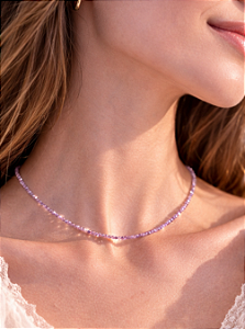 Colar de Ametista 2mm Multifacetado - Intuição, Conexão, Espiritualidade e Eleva a Vibração