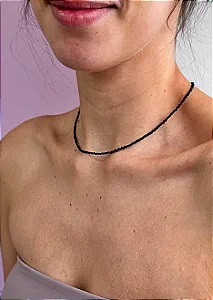 Colar de Turmalina Negra 2mm Multifacetado - Proteção Energética e Espiritual, Inseguranças e Soluções