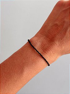 Pulseira de Turmalina Negra 2mm Multifacetada - Proteção Energética e Espiritual, Inseguranças e Soluções