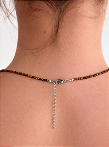 Colar de Olho de Tigre 2mm Multifacetado - Contra Inveja e Olhado; Autoconfiança; Coragem e Determinação