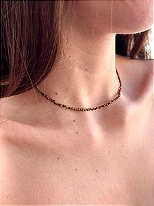 Colar de Olho de Tigre 2mm Multifacetado - Contra Inveja e Olhado; Autoconfiança; Coragem e Determinação