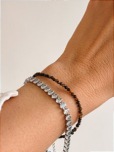 Pulseira de Olho de Tigre 2mm Multifacetada - Contra Inveja e Olhado; Autoconfiança; Coragem e Determinação