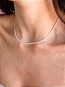 Colar de Quartzo Rosa 2mm Multifacetado - Pedra do Amor - Cura do Coração, Amor Próprio, Perdão e Gratidão