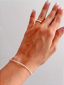Pulseira de Quartzo Rosa 2mm Multifacetada - Pedra do Amor - Cura do Coração, Amor Próprio, Perdão e Gratidão