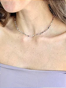 Colar de Turmalina Melancia 2mm Multifacetado - Atrai Amizades Verdadeiras; Melhora Relações; Criatividade e Expressão