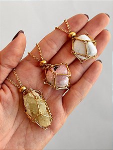 Colar Cestinho Dourado - Carregue Seus Cristais