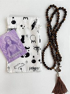 Japamala Olho de Tigre 8mm - 108 contas - Força de Durga - Coragem, Proteção e Determinação