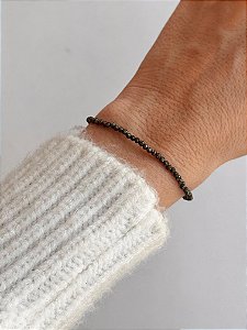 Pulseira de Pirita 2mm Multifacetada - Prosperidade, Novas Ideias e Oportunidades