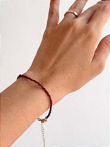 Pulseira de Jaspe Vermelho 2mm Multifacetada - Coragem, Atitude, Vitalidade e Saúde