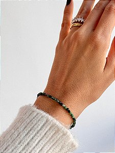Pulseira de Zoisita com Rubi 3mm Multifacetada - Paixão pela Vida; Sucesso; Decisões