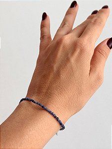 Pulseira de Sodalita 2mm Multifacetada - Direcionamento, Clareza Mental, Decisões, Discernimento