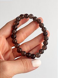 Pulseira de Quartzo Fumê Redonda 8mm - Abre Caminhos, Concretização e Proteção