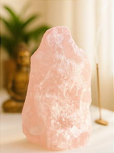 Quartzo Rosa - Base Serrada GRANDE 20cm - Amor Próprio, Perdão, Acolhimento e Gratidão