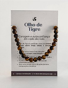 Pulseira de Olho de Tigre 6mm Regulável - Contra Inveja e Olhado; Autoconfiança; Coragem e Determinação
