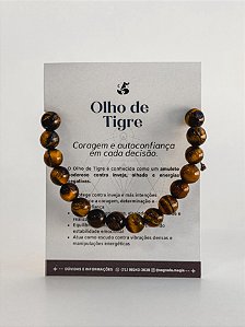 Pulseira de Olho de Tigre 8mm Regulável - Contra Inveja e Olhado; Autoconfiança; Coragem e Determinação