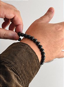Pulseira de Turmalina Negra 8mm Regulável - Sobrecarga, Melhora do Humor, Proteção e Segurança
