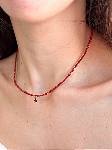 Colar de Jaspe Vermelho 2mm Multifacetado - Coragem, Atitude, Vitalidade e Saúde