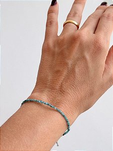 Pulseira de Apatita 2mm Multifacetada - Melhora Timidez, Irritabilidade e Exaustão Emocional; Auxilia com Hiperatividade e Autismo