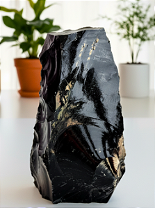Obsidiana - Base Serrada GRANDE 20cm - Proteção, Centramento e Autoconhecimento