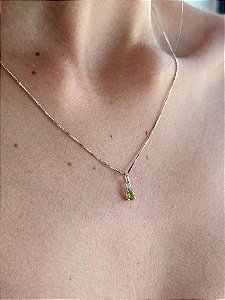Pingente de Peridoto Lapidado P em Prata 925 - Transformação; Mudanças Drásticas; Destino; Libera Tensões