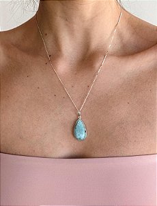 Pingente de Larimar em Prata 925 - Medos, Culpas, Deixar Fluir, Pessoas Controladoras