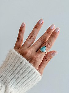 Anel de Larimar em Prata 925 - Regulável - Medos, Culpas, Deixar Fluir, Pessoas Controladoras
