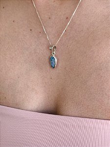 Pingente de Opala Australiana RARO Prata 925 02 - Joia do Universo, Fogo Celestial e Fascínio Absoluto