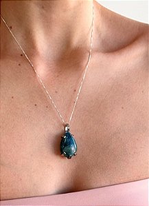 Pingente de Apatita - Peça Única - PAPAT01 - Melhora Timidez, Irritabilidade e Exaustão Emocional; Auxilia com Hiperatividade e Autismo