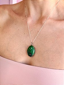 Pingente de Crisocola - Peça Única - PCRISOC02 - Merecimento, Empoderamento, Criação de Novas Coisas, Criatividade, Fertilidade e Abundância