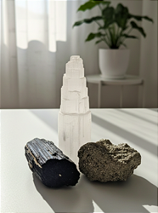 Combo Sala - Energias Essenciais - Torre; Turmalina e Pirita de Ambiente
