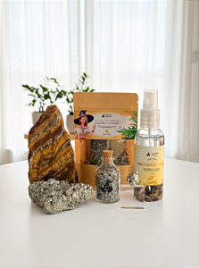 Combo Muita Prosperidade - Spray; Base Serrada; Patuá; Banho; Pirita de Ambiente