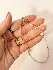 Colar de Quartzo Rutilado 2mm Multifacetado - Cura do Passado; Manifestação; Amplificador; Viagens Astrais