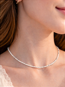 Colar de Howlita 2mm Multifacetado - Paciência, Ansiedade, Equilíbrio de Emoções e Paz