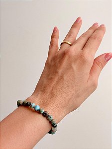 Pulseira de Larimar Redonda 6mm - Medos, Culpas, Deixar Fluir, Pessoas Controladoras