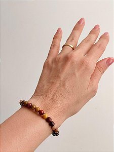 Pulseira de Jaspe Mokaíta Redonda 6mm - Correção de Karmas, Jovialidade e Força