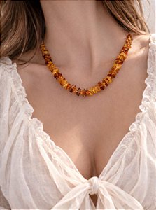Colar de Âmbar Cascalho em Prata 925 - Analgésico, Anti-inflamatório e Calmante Natural