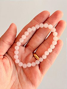 Pulseira de Quartzo Rosa Redonda 6mm - Pedra do Amor - Cura do Coração, Amor Próprio, Perdão e Gratidão