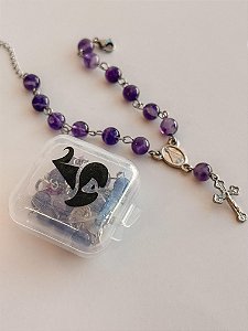 Mini Terço de Ametista - Intuição, Conexão, Espiritualidade e Eleva a Vibração