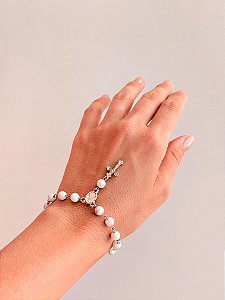 Mini Terço de Howlita - Paciência, Ansiedade, Equilíbrio de Emoções e Paz