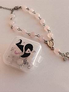 Mini Terço de Quartzo Rosa - Amor Próprio, Acolhimento, Perdão e Gratidão