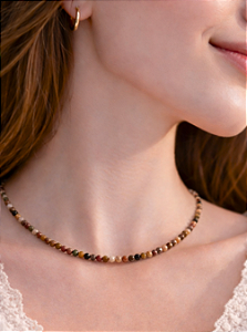 Colar de Jaspe Mokaíta 2mm Multifacetado - Correção de Karmas, Jovialidade e Força