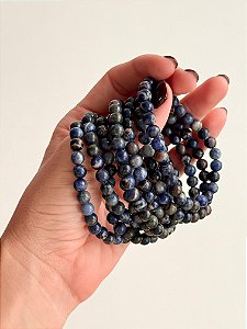 Pulseira de Sodalita Redonda 6mm - Direcionamento, Clareza Mental, Decisões, Discernimento