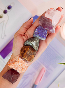 Kit Chakras Bruto - 7 Cristais + Instruções - Equilíbrio, Energia e Reconexão