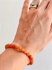 Pulseira de Aventurina Laranja Redonda 6mm - Novas Oportunidades; Superação de Bloq Emoc; Criatividade; Motivação