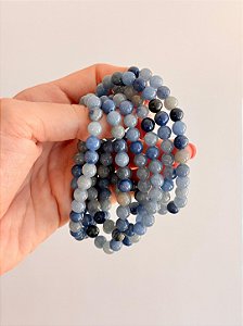 Pulseira Quartzo Azul Redonda 6mm - Paciência, Comunicação, Medos, Sabedoria e Compreensão